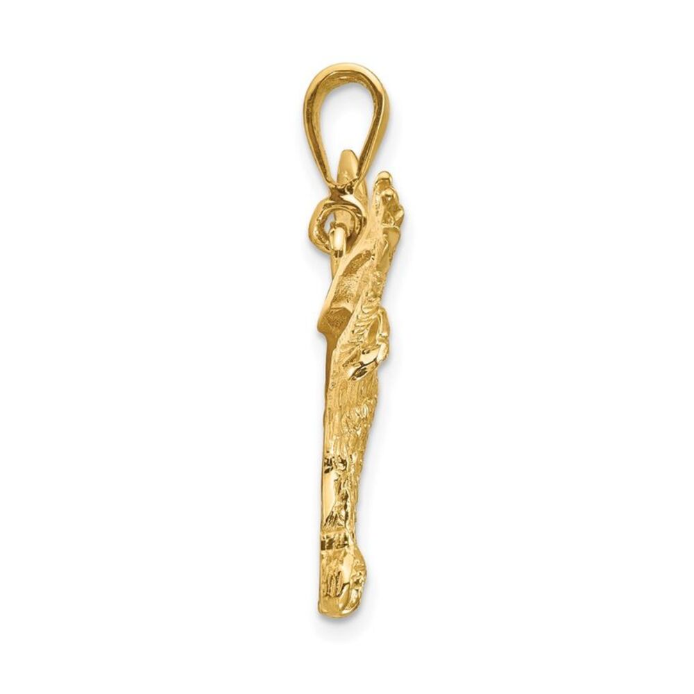 10k Yellow Gold Solid Polished Eagle Pendant - image 2